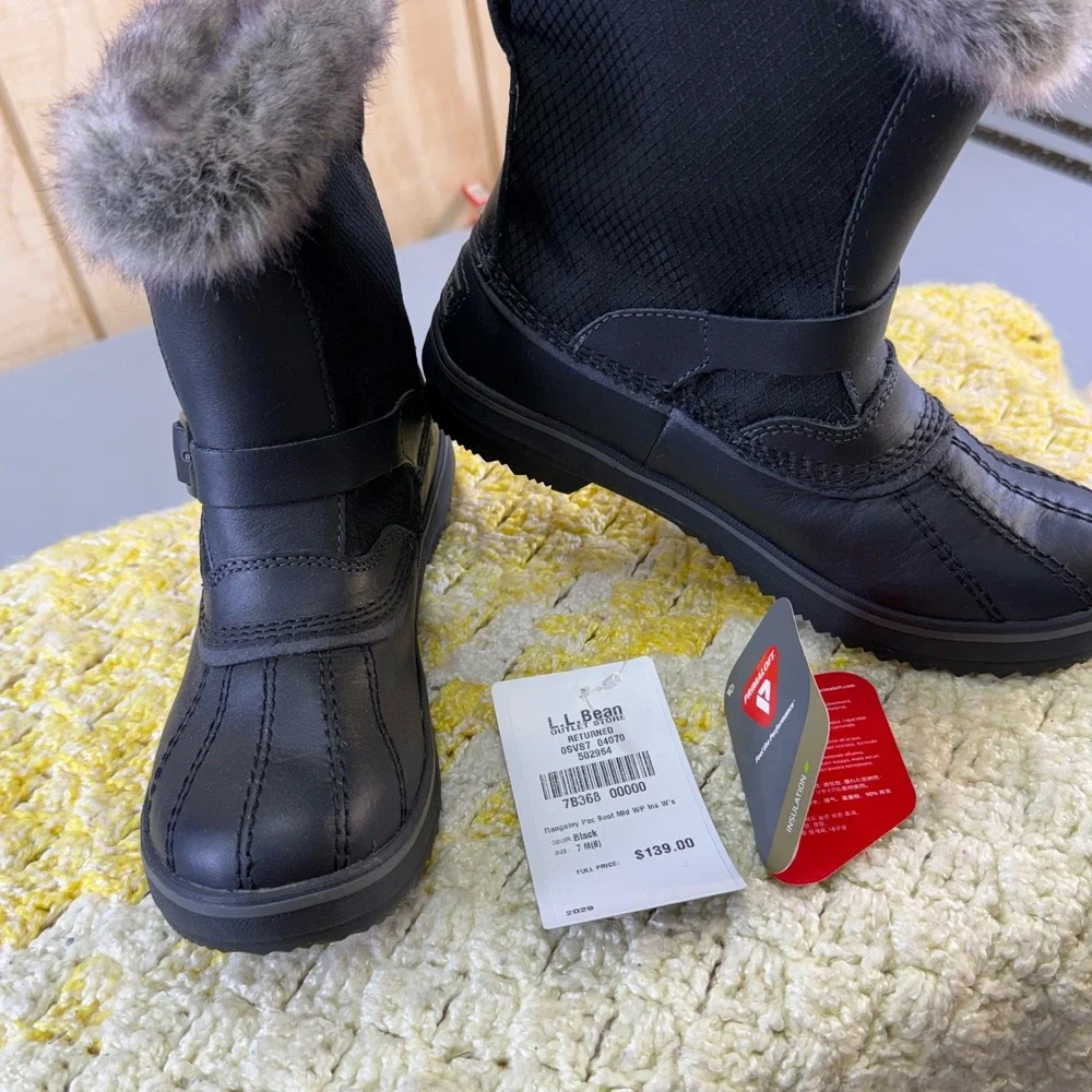 LL Bean Rangeley Pac Boot Mid Waterproof Insulated Black Winter Boots Women 6 - Picture 2 of 16